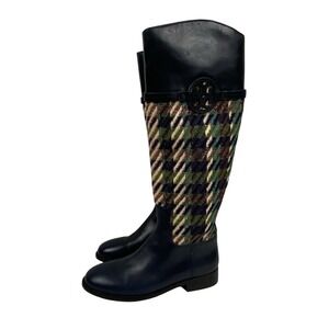 NWOB Tory Burch Miller Riding Boots Multicolor Tweed/Leather Size Women's 7M New